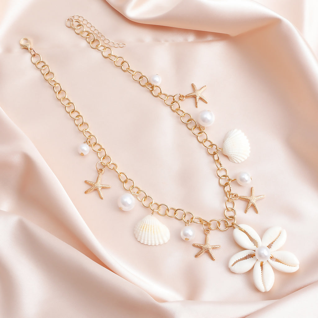 Cowrie Shell Flower Necklace And Earrings - view 3