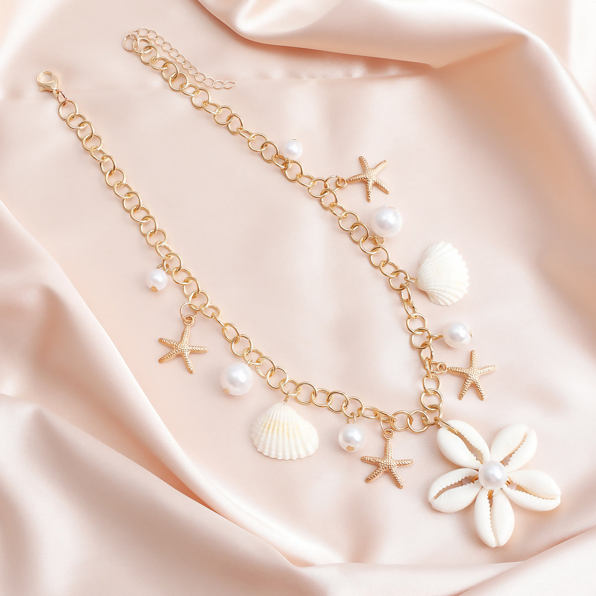 Cowrie Shell Flower Necklace And Earrings - view 3