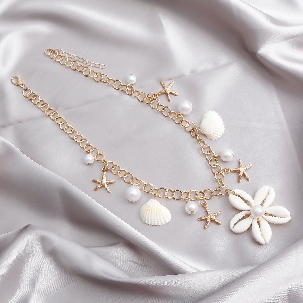 Cowrie Shell Flower Necklace And Earrings - view 4