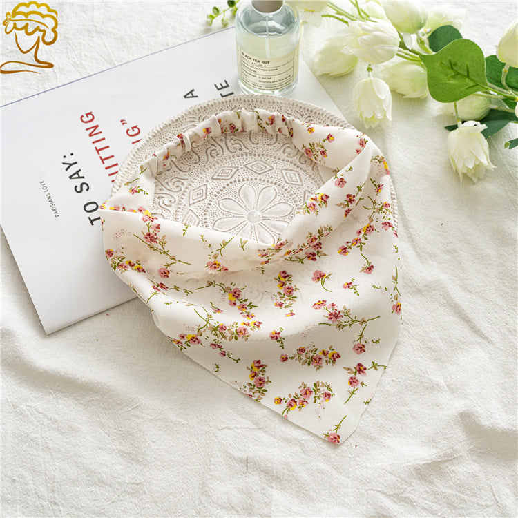 Ditsy Floral Bandana Head Scarf - White