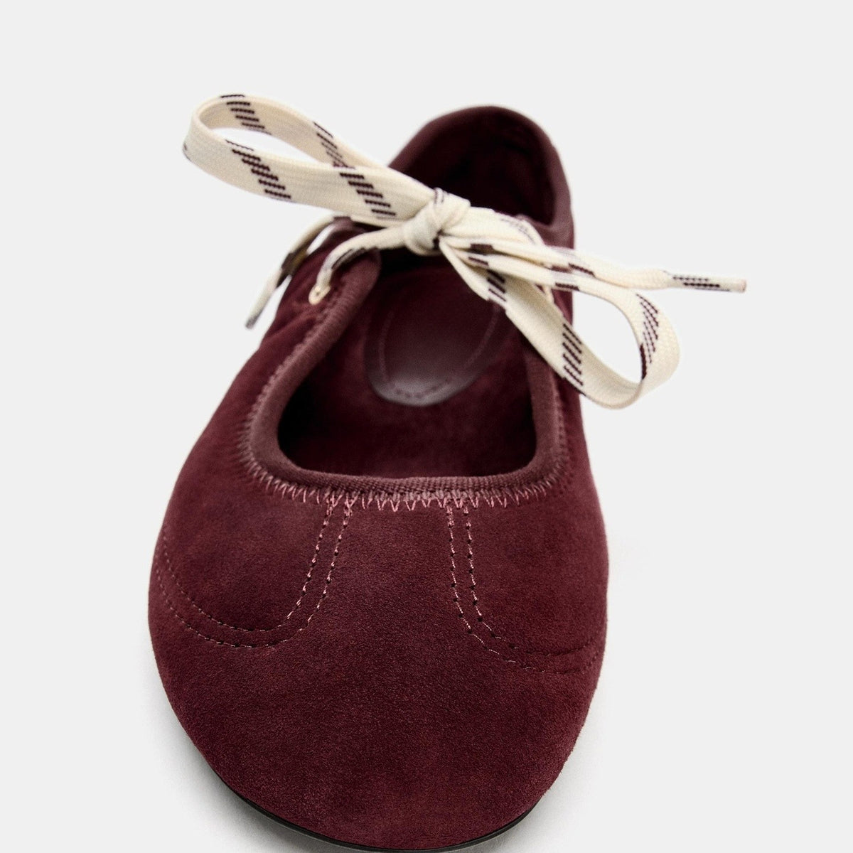 Lace-Up Suede-Look Ballet Flats