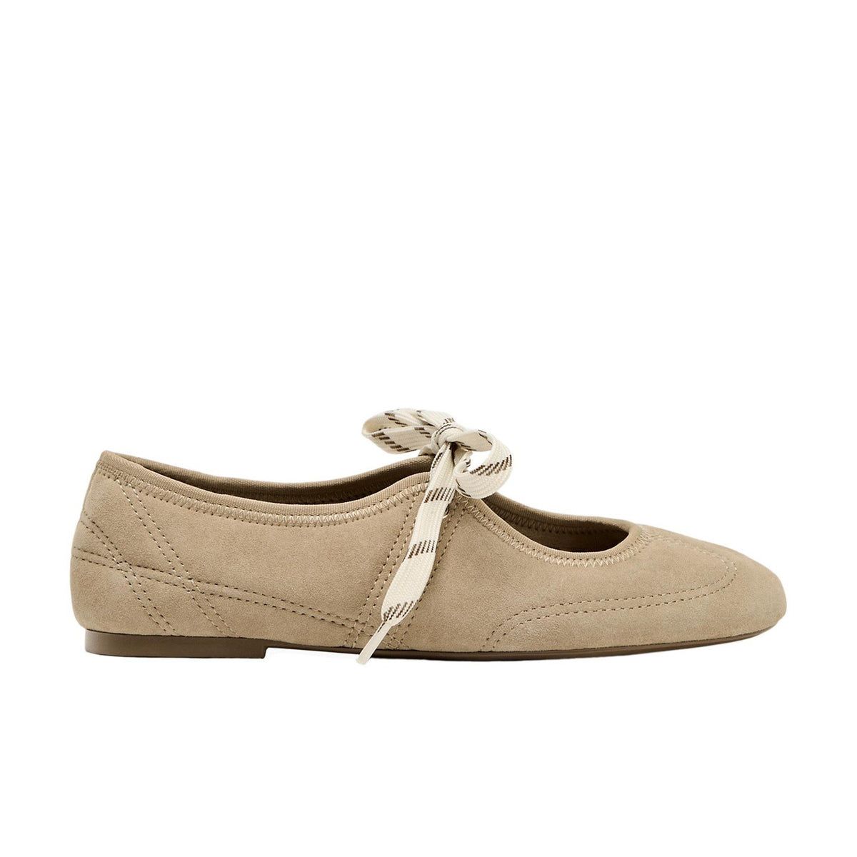 Lace-Up Suede-Look Ballet Flats