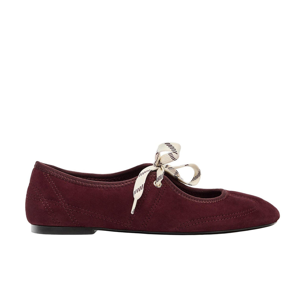 Lace-Up Suede-Look Ballet Flats