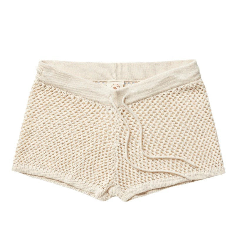 Open Weave Crochet Two Piece Set - beige - 3