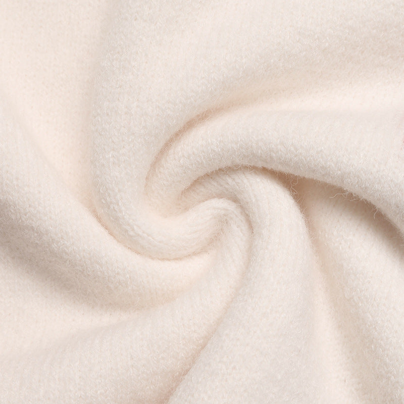 Heart Motif Mock Neck Knit Sweater - view 1