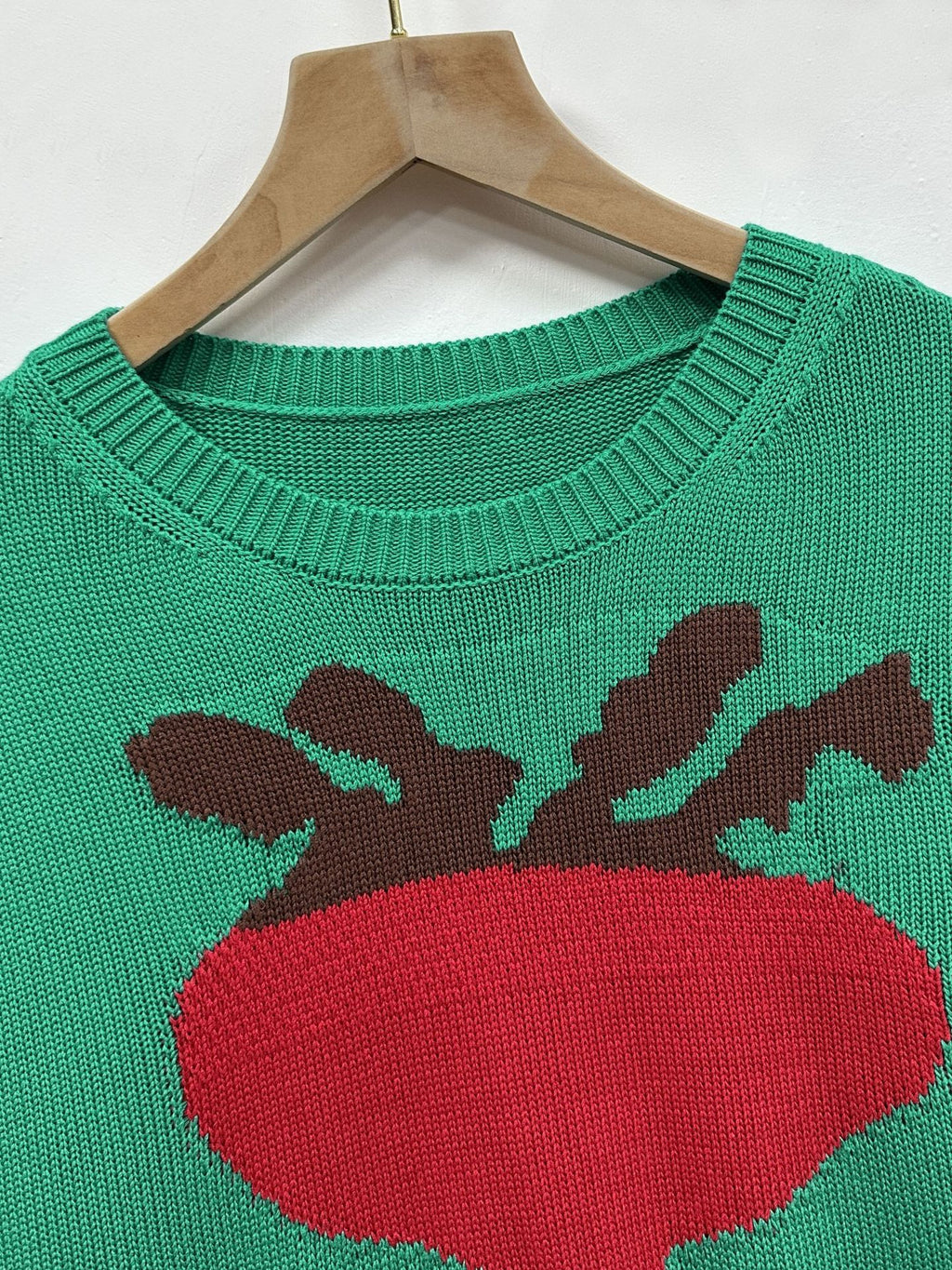 Radish Intarsia Cropped Short Sleeve Sweater - Green - 4