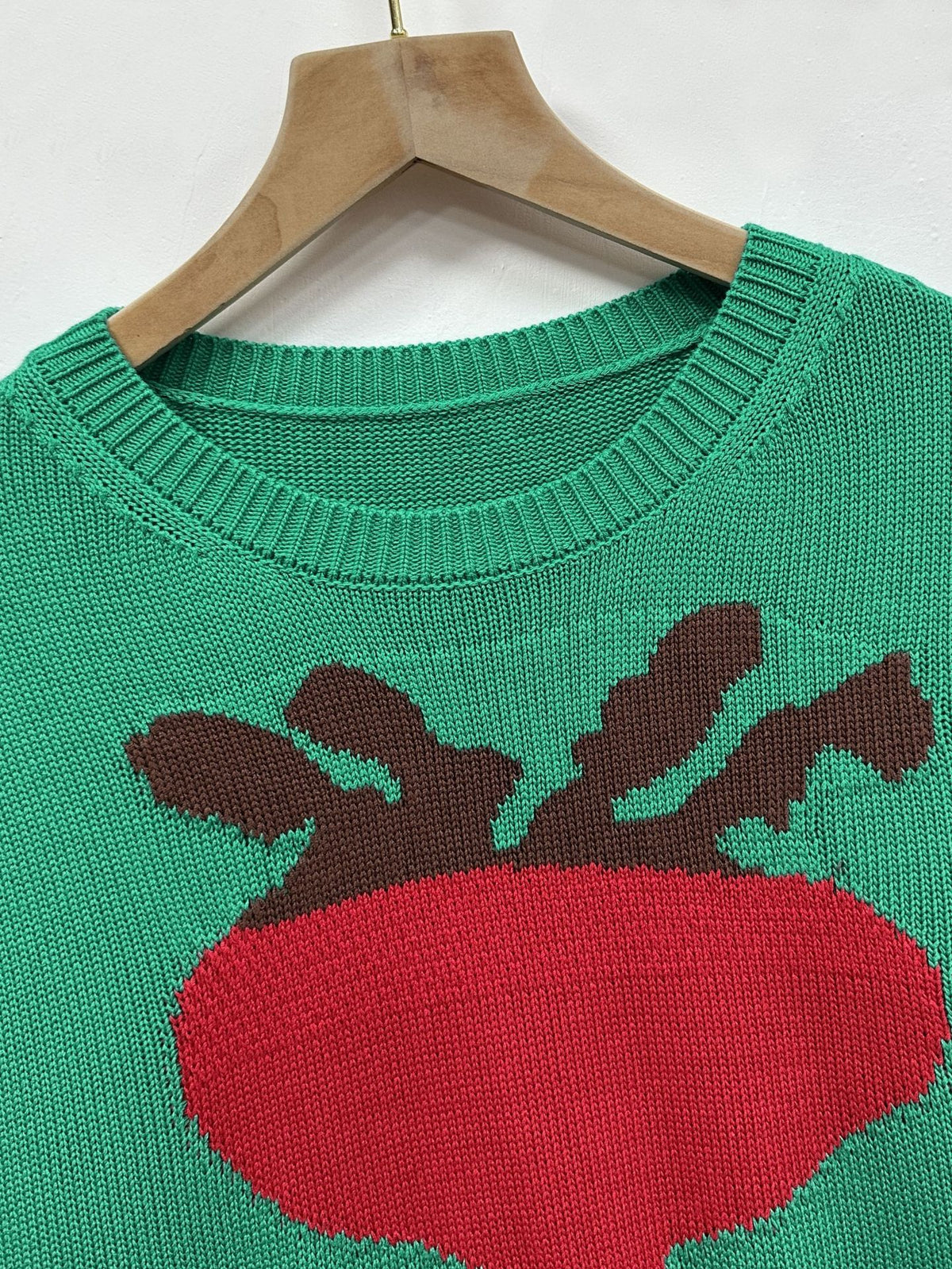 Radish Intarsia Cropped Short Sleeve Sweater - Green - 4