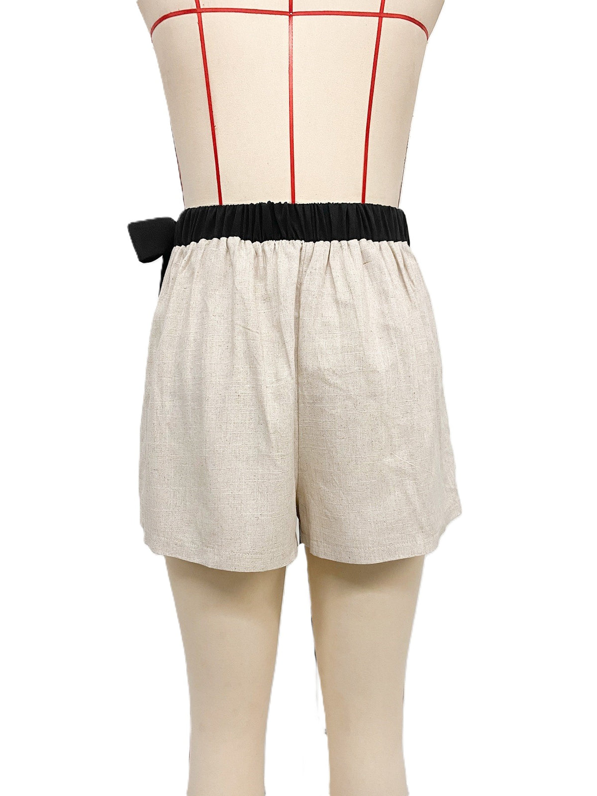 Square Neck Cami Shorts Set With Belt - Khaki - 2