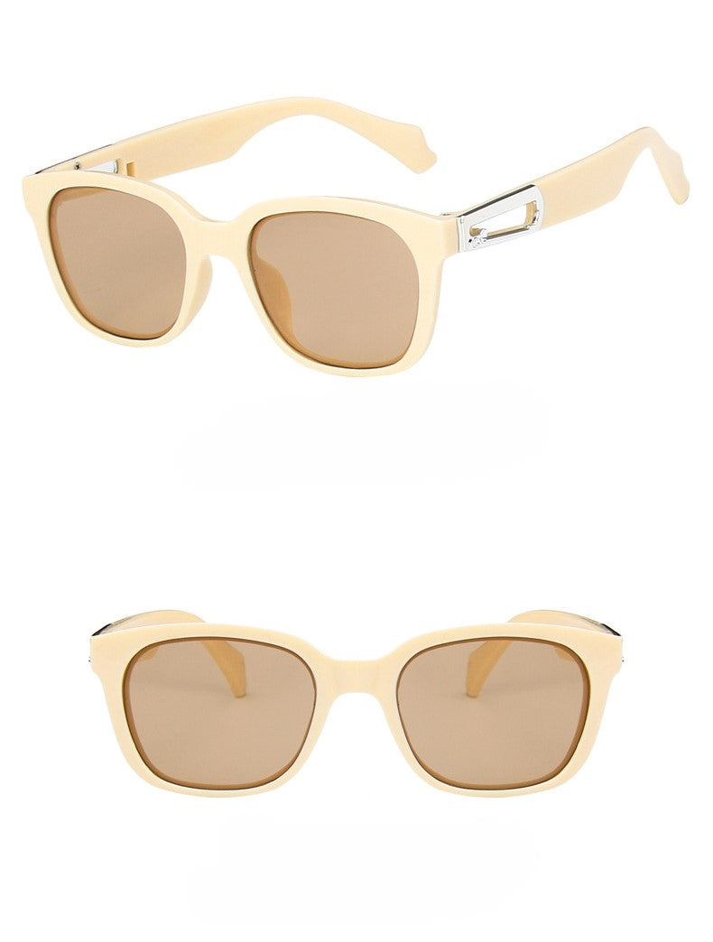 Retro Chunky Square Sunglasses - Beige - 1