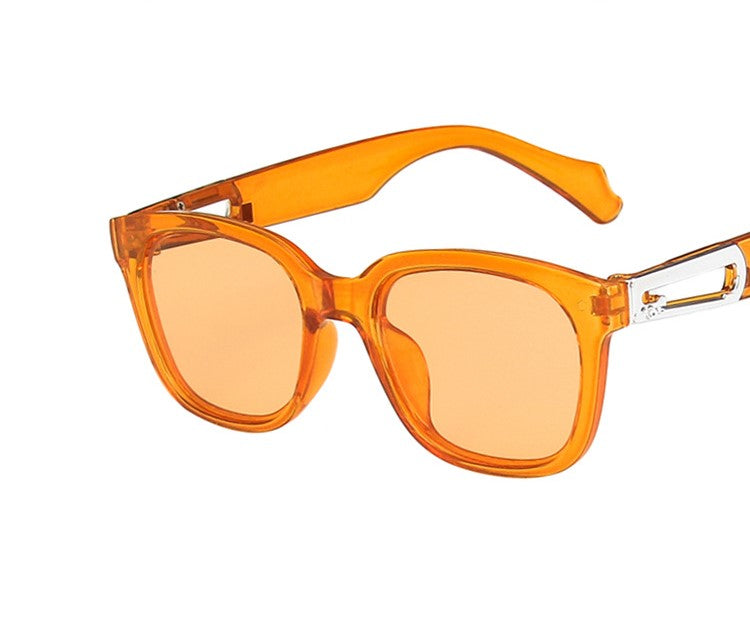 Retro Chunky Square Sunglasses - Orange