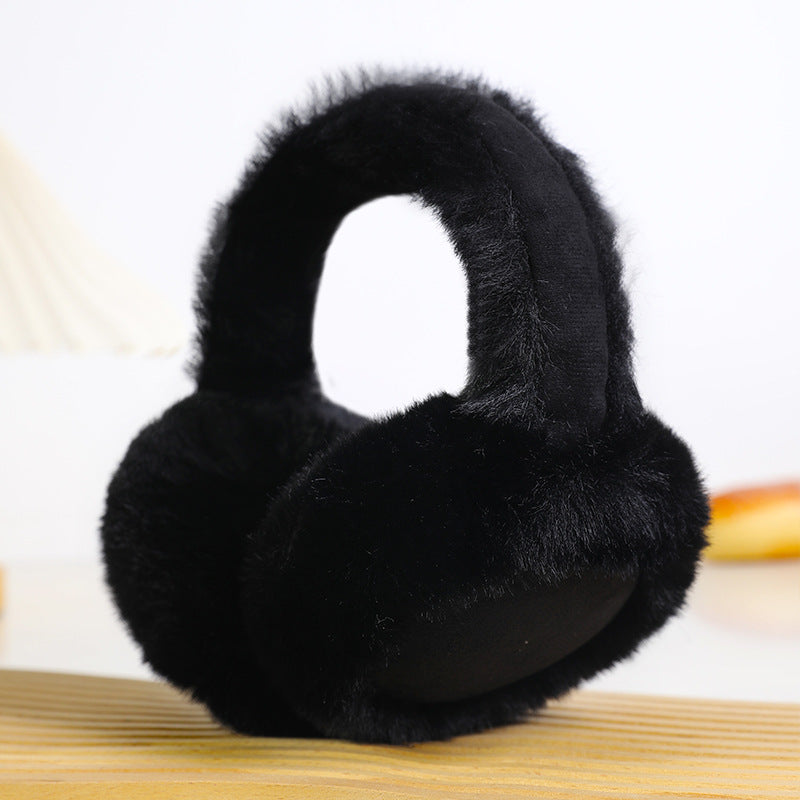 Two Tone Patchwork Plush Winter Earmuffs - ALLBlack