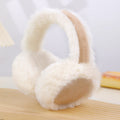 Two Tone Patchwork Plush Winter Earmuffs - Beige