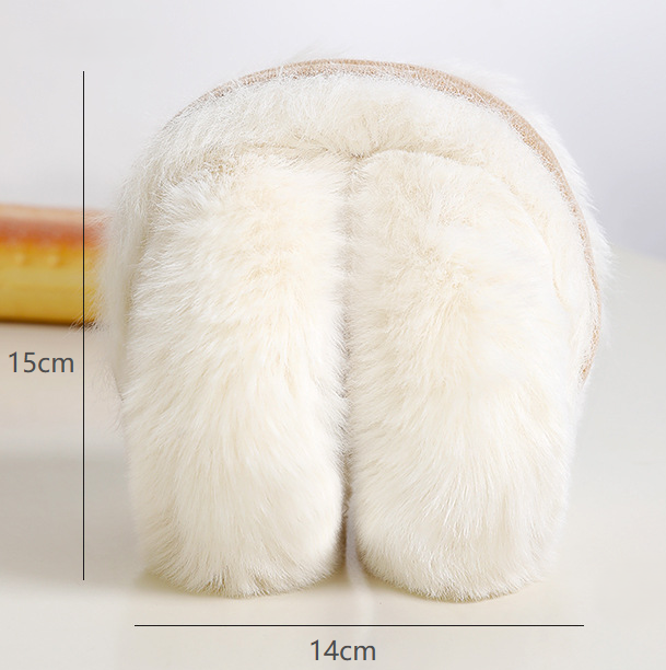 Two Tone Patchwork Plush Winter Earmuffs - Beige - 1