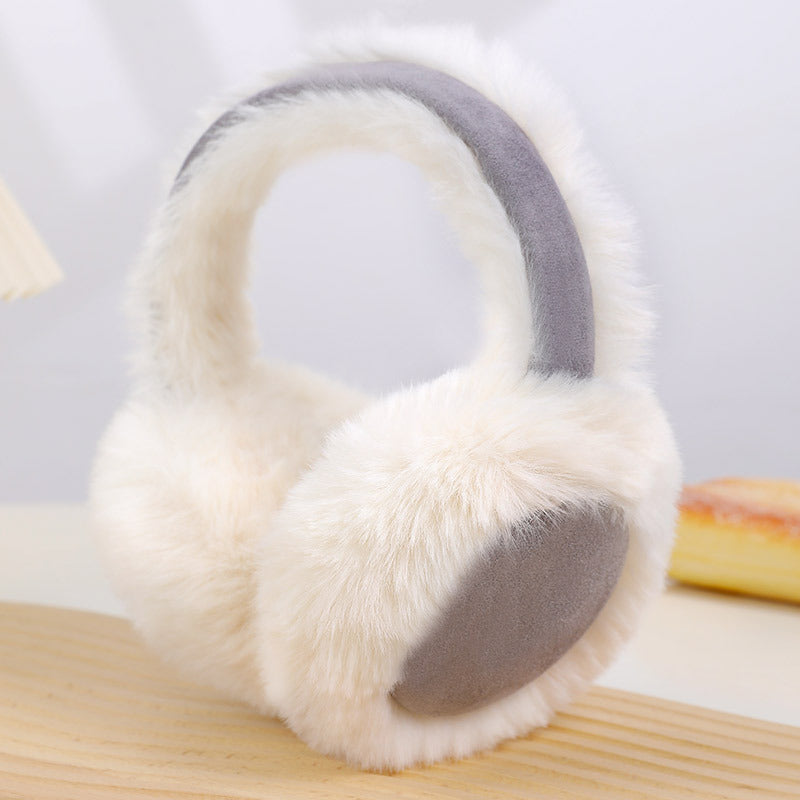 Two Tone Patchwork Plush Winter Earmuffs - Grey