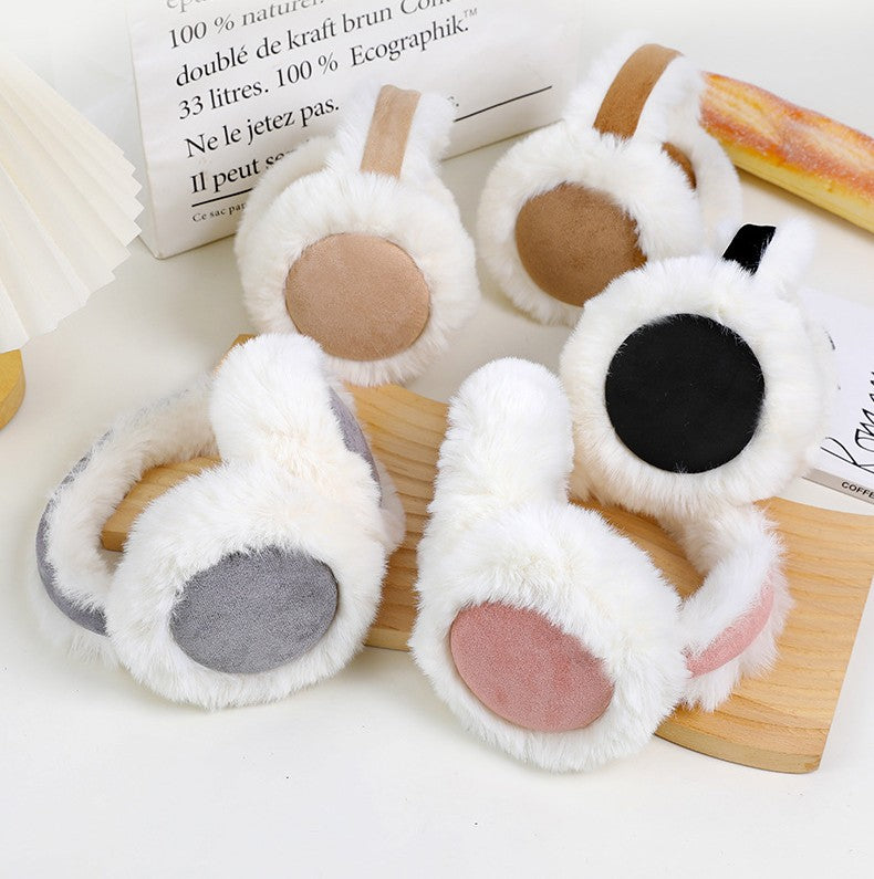 Two Tone Patchwork Plush Winter Earmuffs - view 1