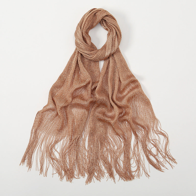 Sheer Fringed Evening Cape Wrap - Champagne