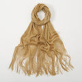 Sheer Fringed Evening Cape Wrap - Gold