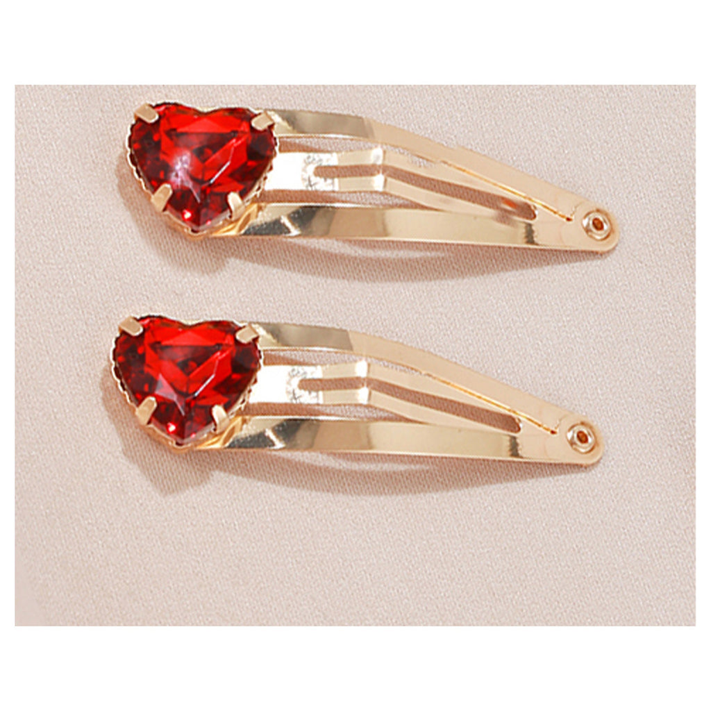 Heart Crystal Snap Hair Clip Pair - Color_1