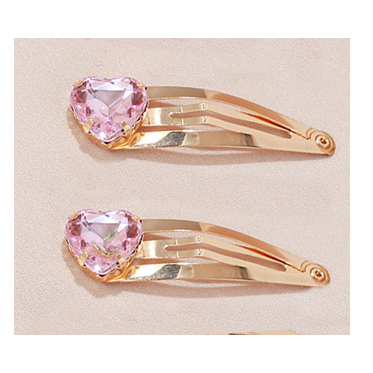 Heart Crystal Snap Hair Clip Pair - Color_2