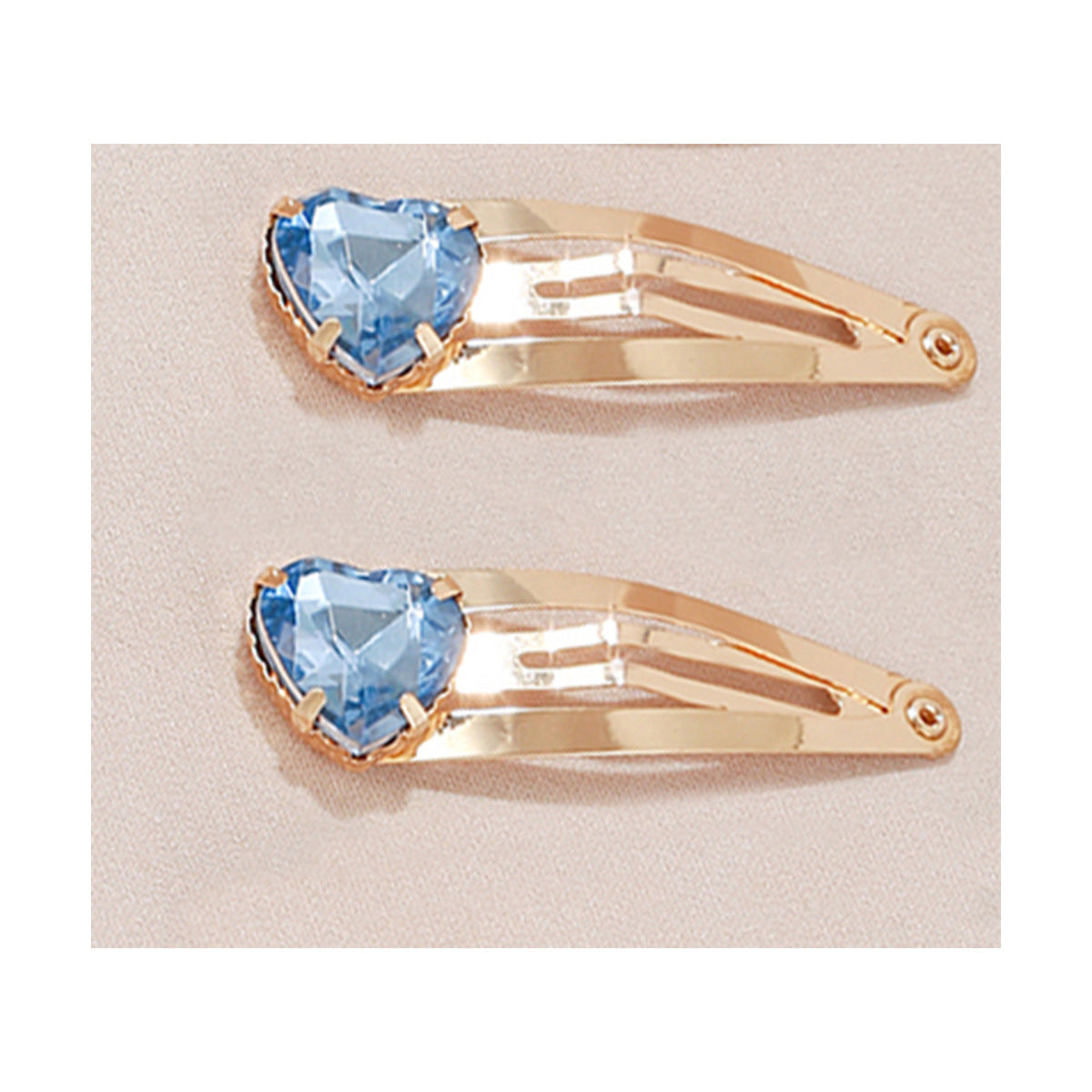 Heart Crystal Snap Hair Clip Pair - Color_3