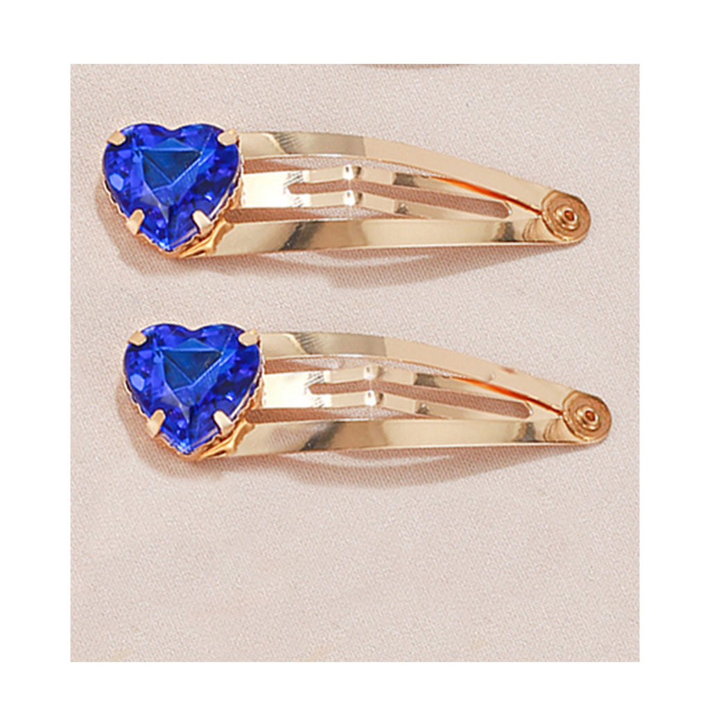 Heart Crystal Snap Hair Clip Pair - Color_4