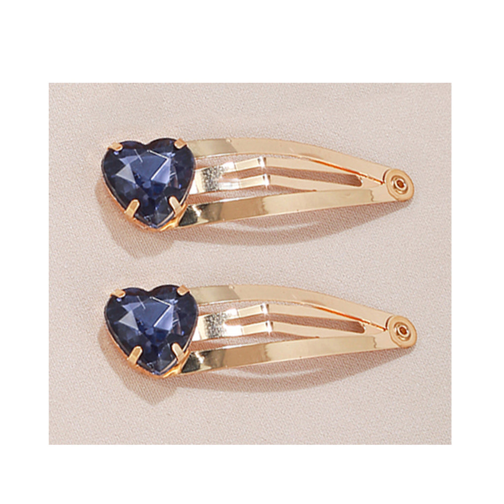 Heart Crystal Snap Hair Clip Pair - Color_5