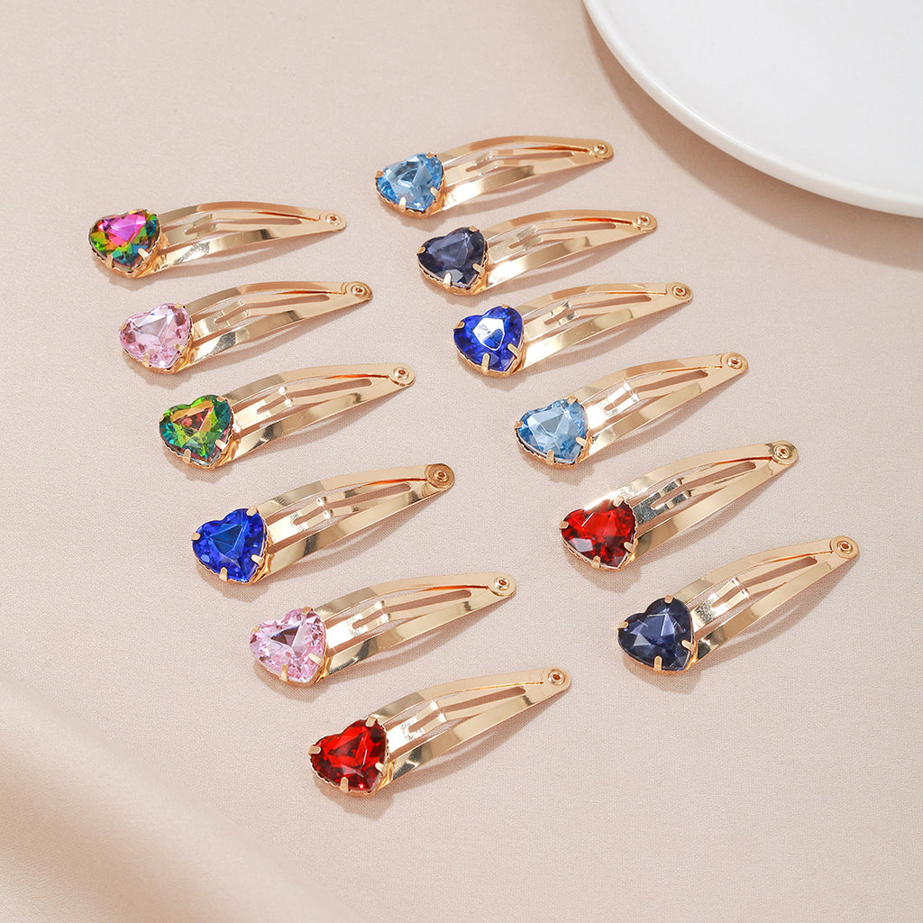 Heart Crystal Snap Hair Clip Pair