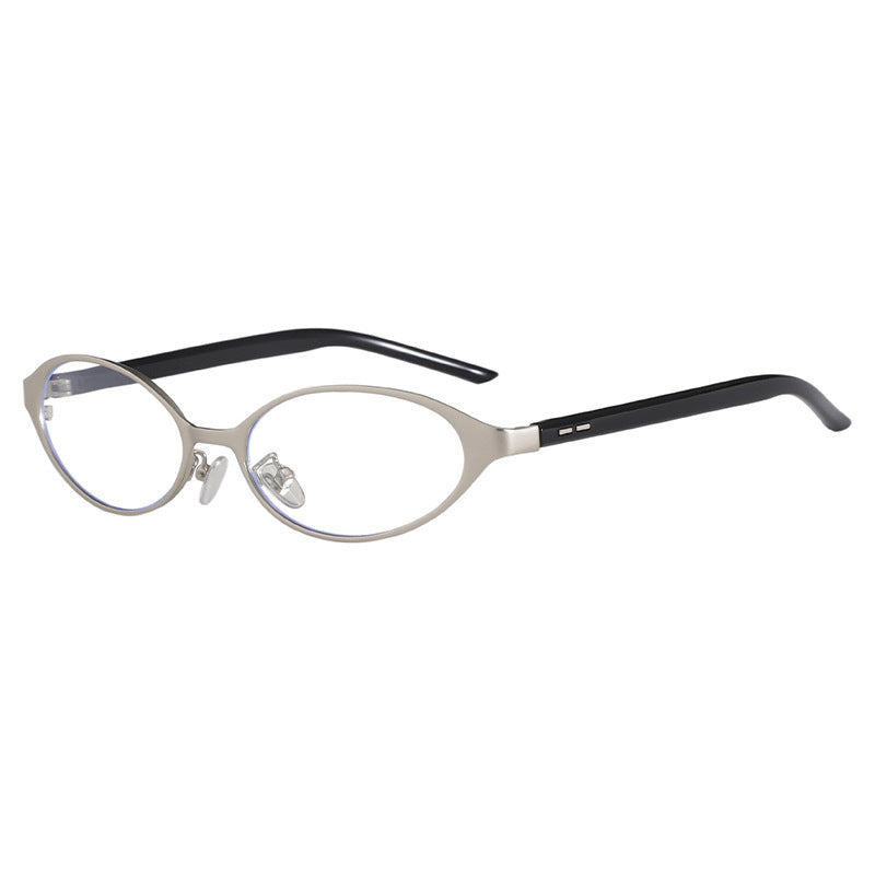 Narrow Oval Sunglasses With Contrast Temples - Color_02