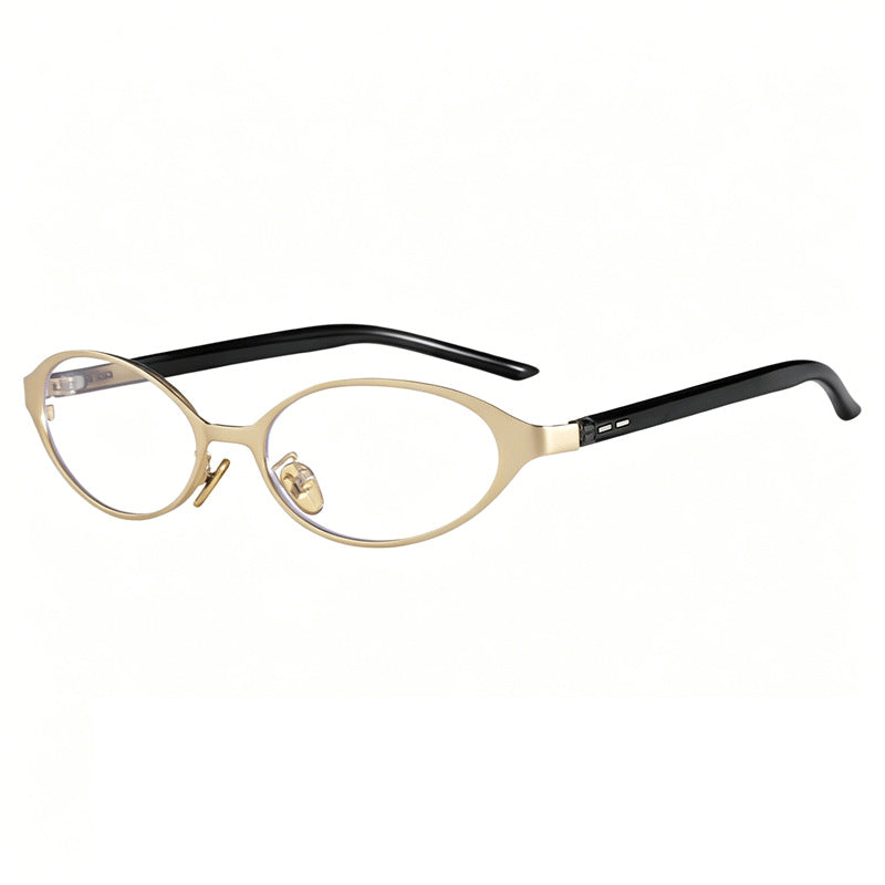 Narrow Oval Sunglasses With Contrast Temples - Color_03