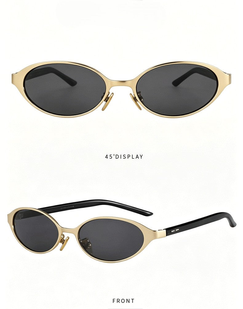 Narrow Oval Sunglasses With Contrast Temples