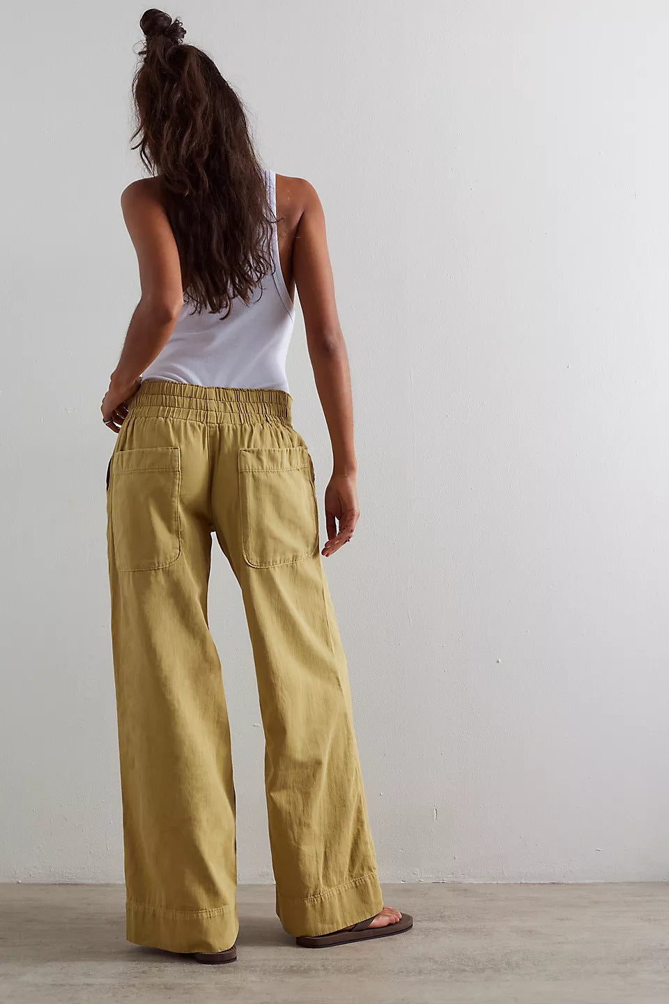 Low Rise Slouchy Wide Leg Pull On Jeans - yellow - 2