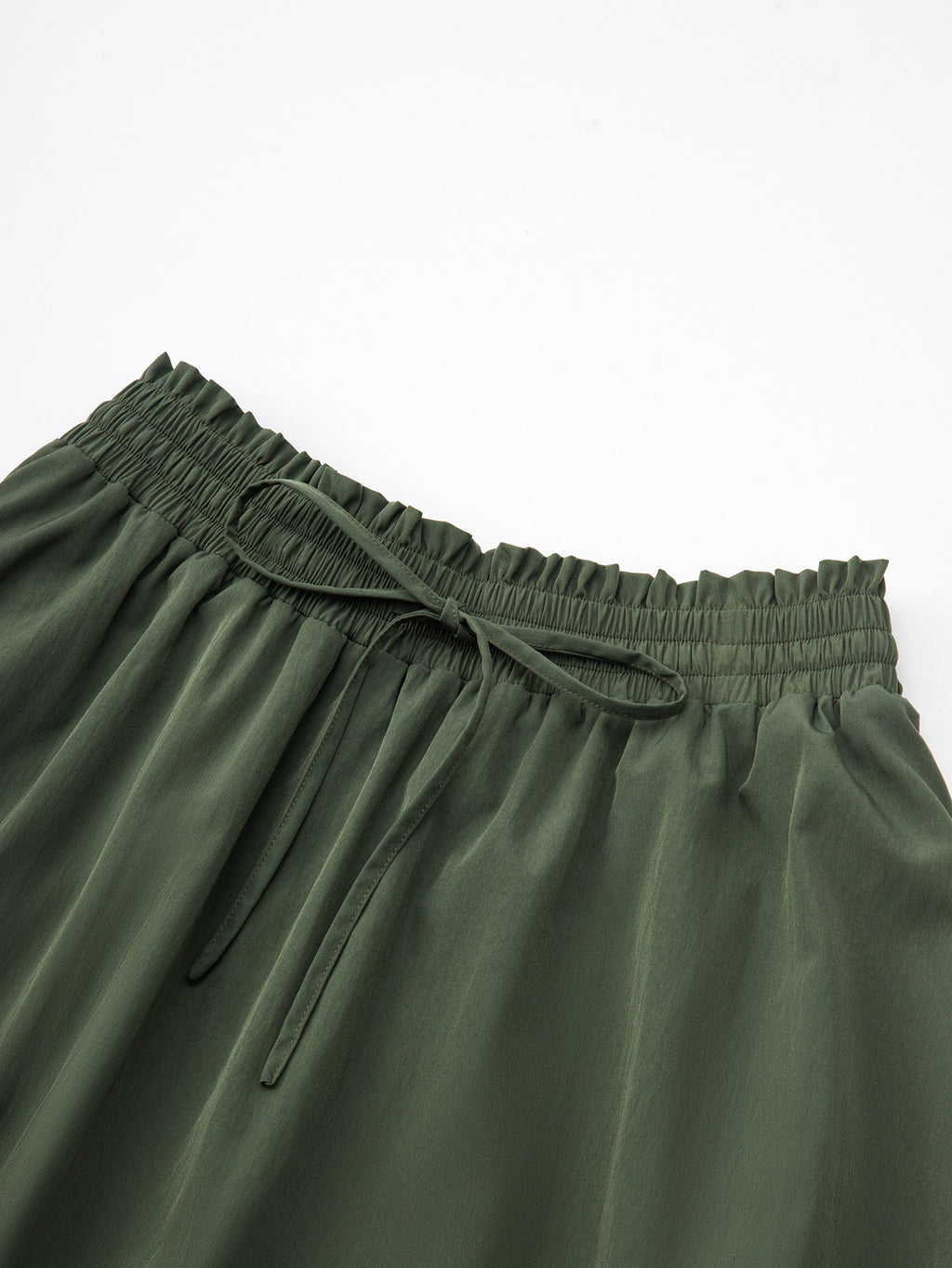Asymmetric Tiered Drawstring Maxi Skirt - Green - 5
