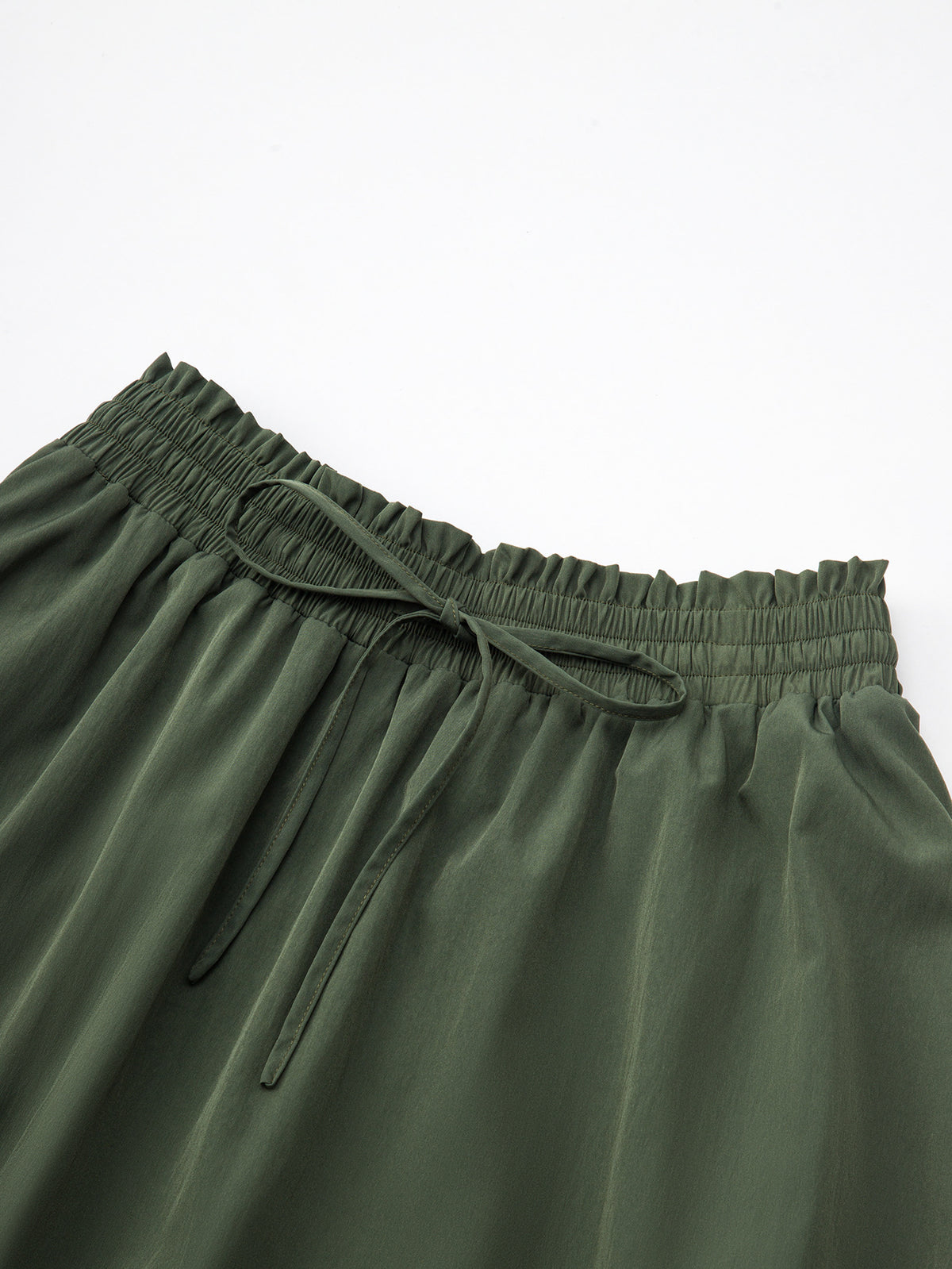 Asymmetric Tiered Drawstring Maxi Skirt - Green - 5
