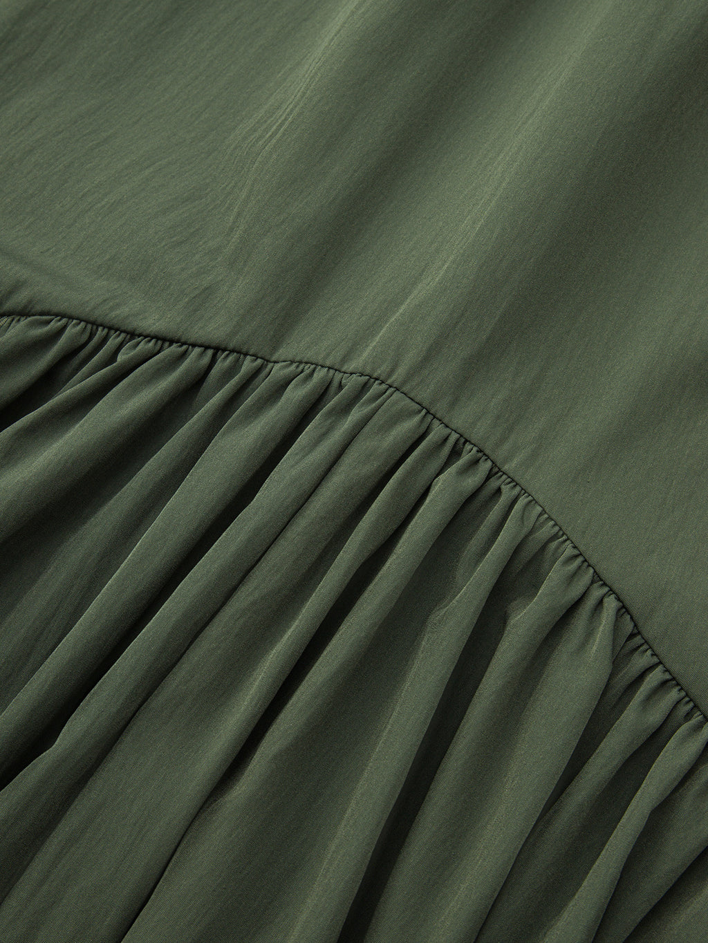 Asymmetric Tiered Drawstring Maxi Skirt - Green - 6