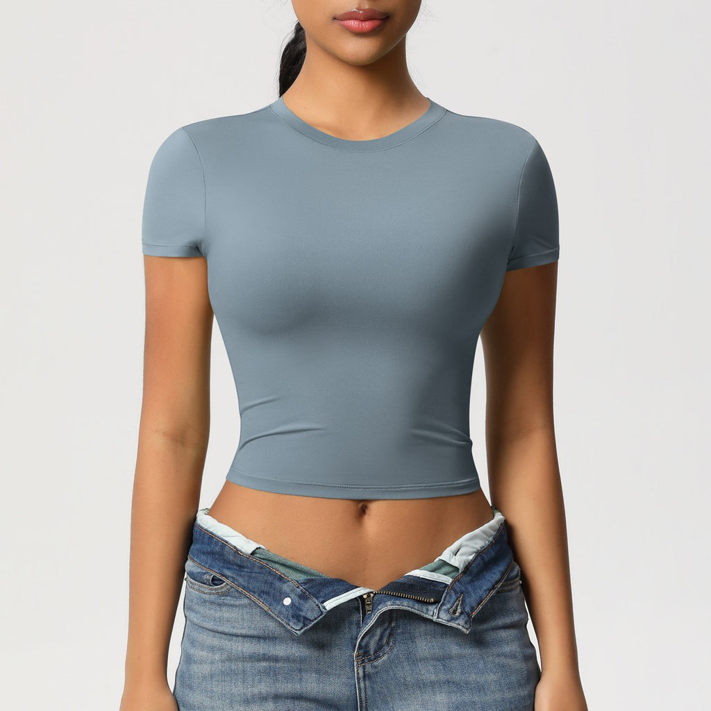 Cropped Fitted Double Knit Workout Baby Tee