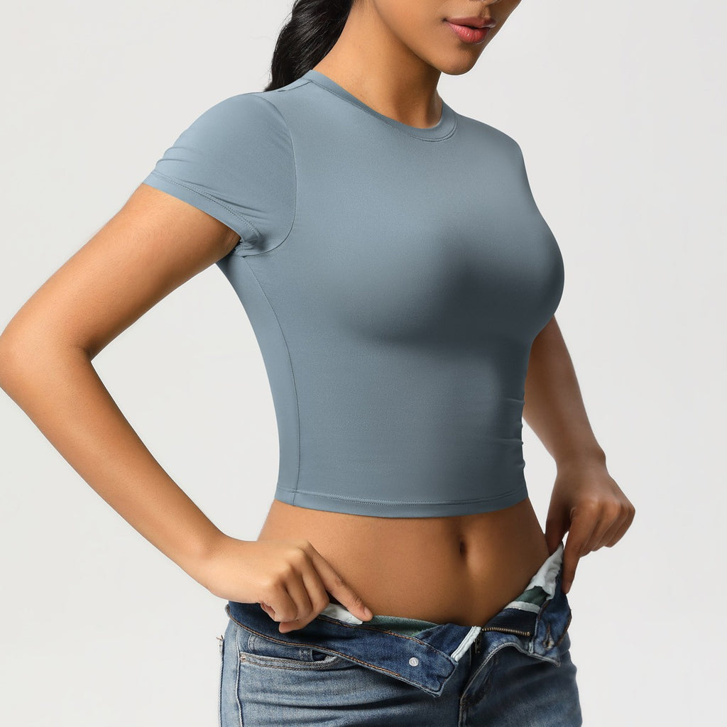 Cropped Fitted Double Knit Workout Baby Tee