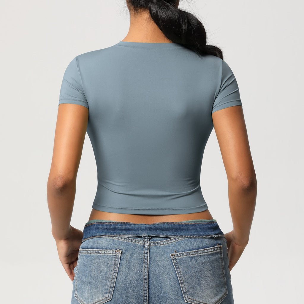 Cropped Fitted Double Knit Workout Baby Tee