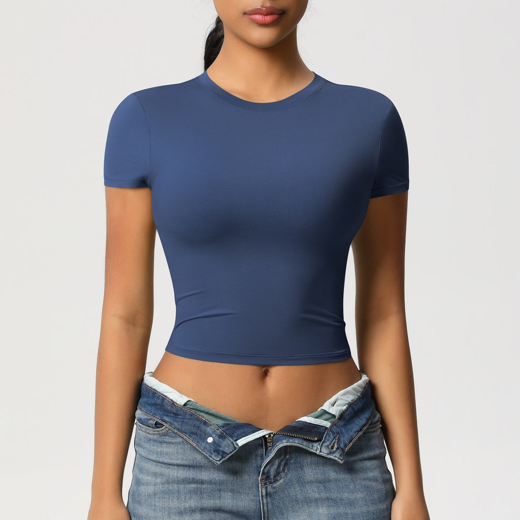 Cropped Fitted Double Knit Workout Baby Tee