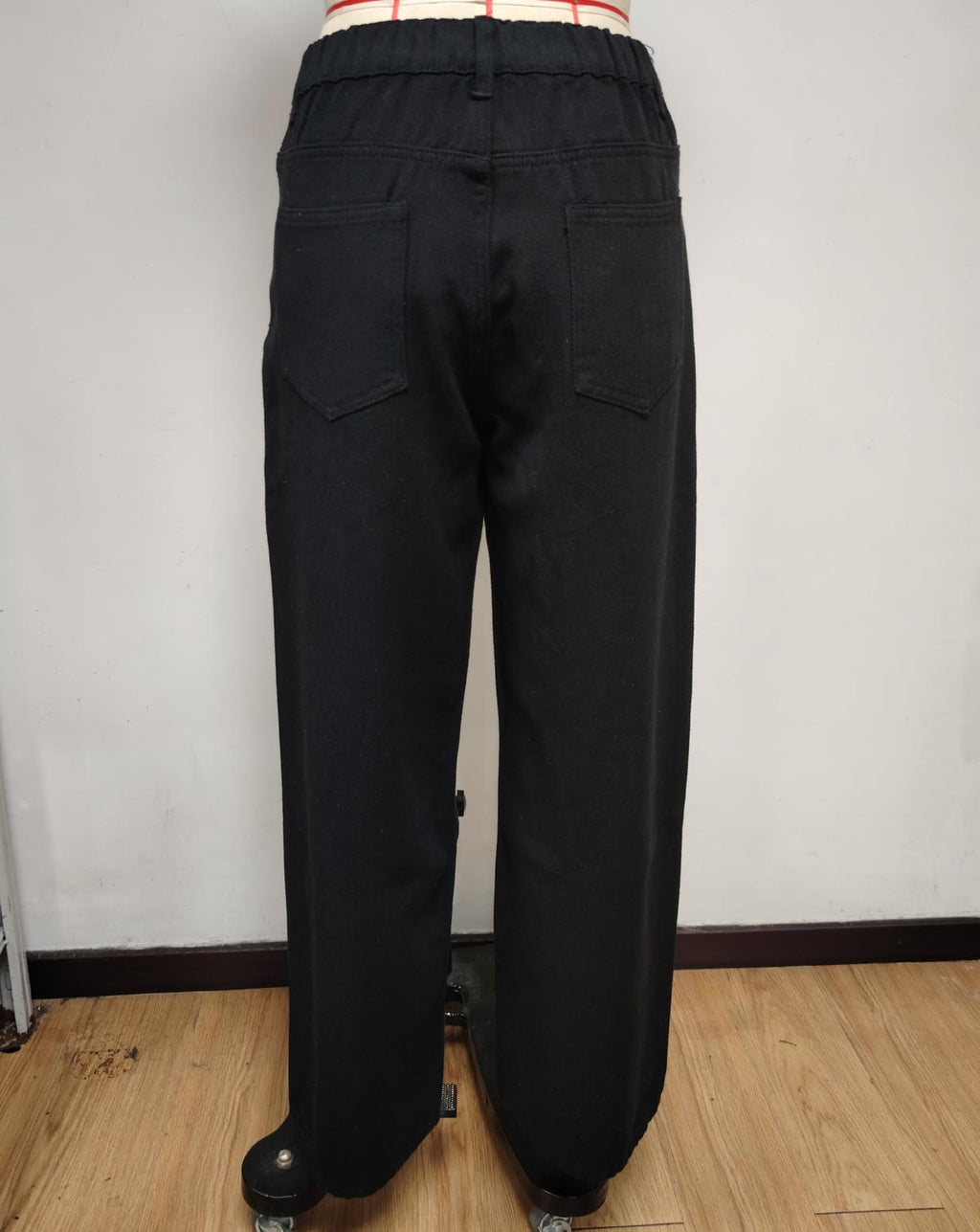Fleece Lined Elastic Back High Waist Wide Leg Jeans - Black - 1