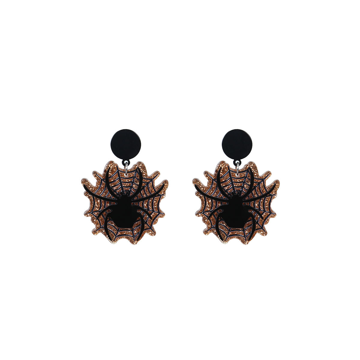 Spider Web Acrylic Statement Drop Earrings - Black - 1