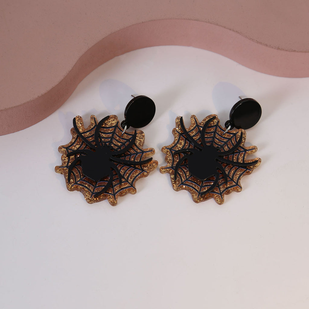 Spider Web Acrylic Statement Drop Earrings