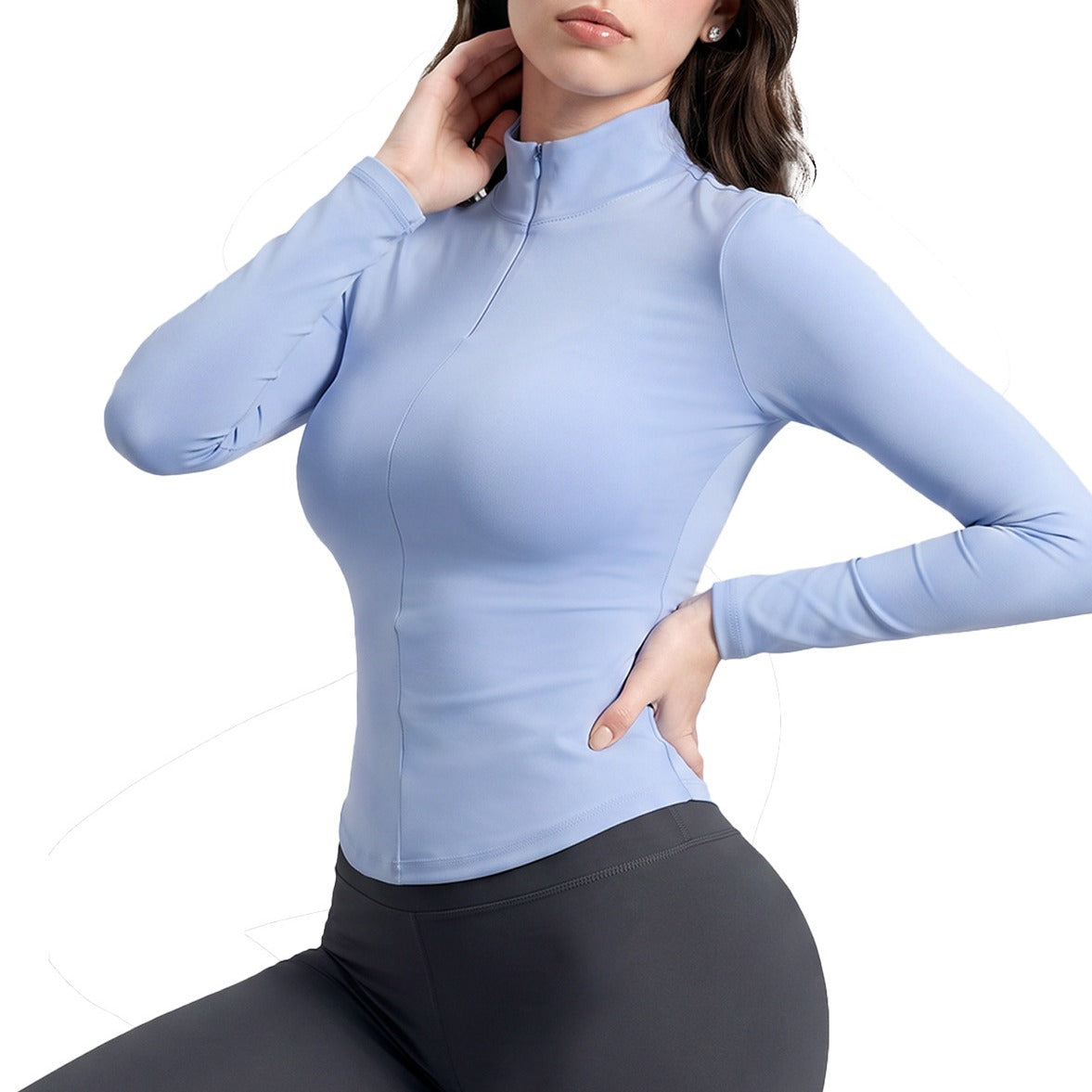 Stretch Slim Fit Half Zip Long Sleeve Workout Top