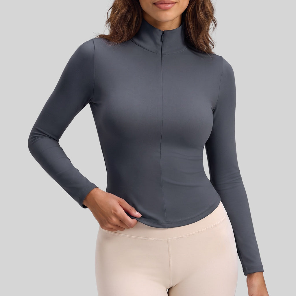 Stretch Slim Fit Half Zip Long Sleeve Workout Top