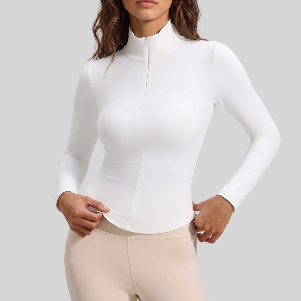 Stretch Slim Fit Half Zip Long Sleeve Workout Top