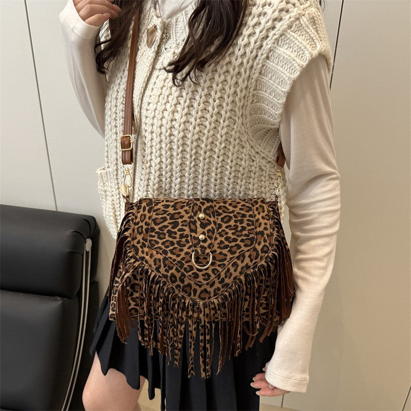 Fringed Faux Suede Western Crossbody Purse