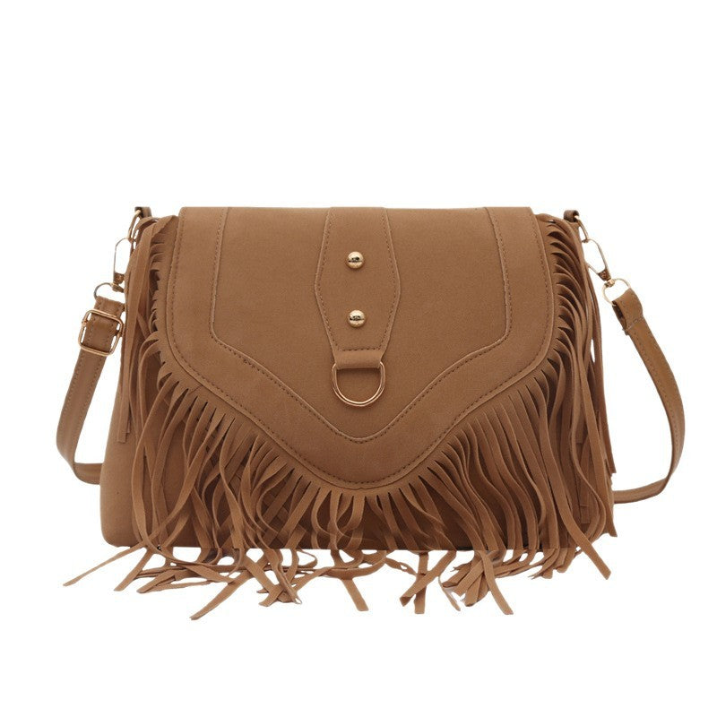 Fringed Faux Suede Western Crossbody Purse