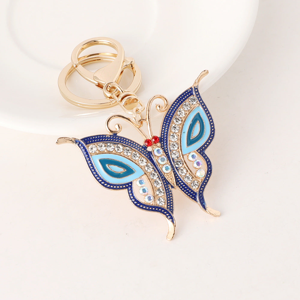 Filigree Butterfly Keychain Bag Charm - Blue