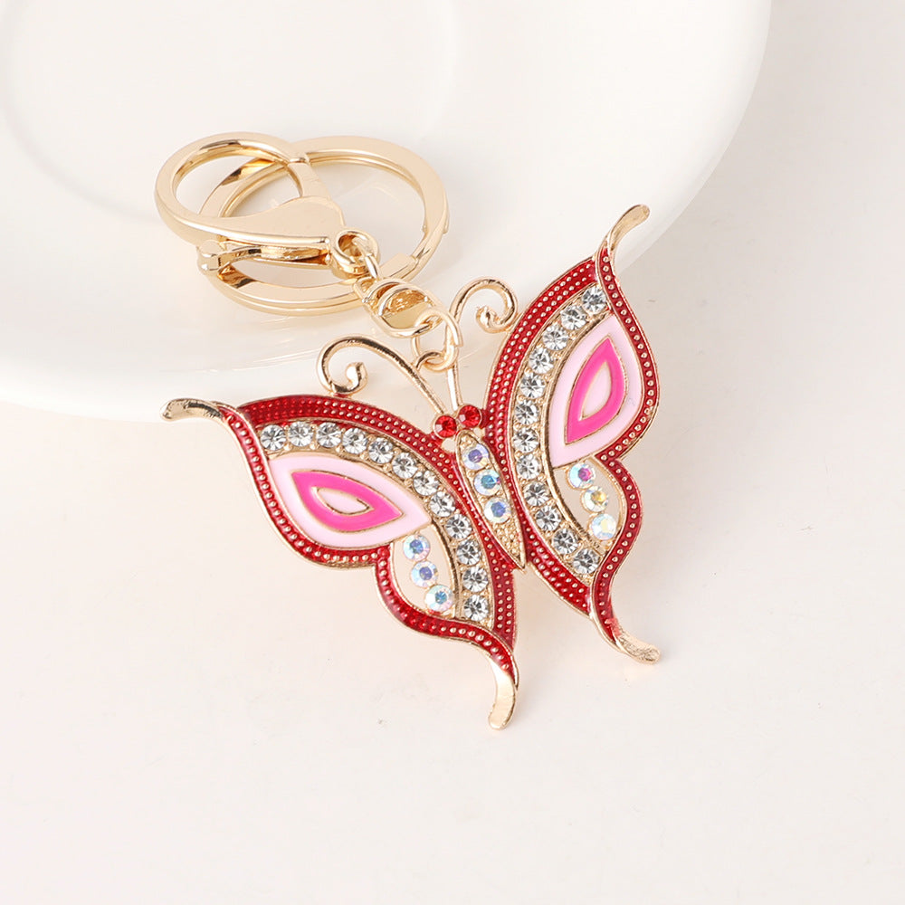 Filigree Butterfly Keychain Bag Charm - Pink