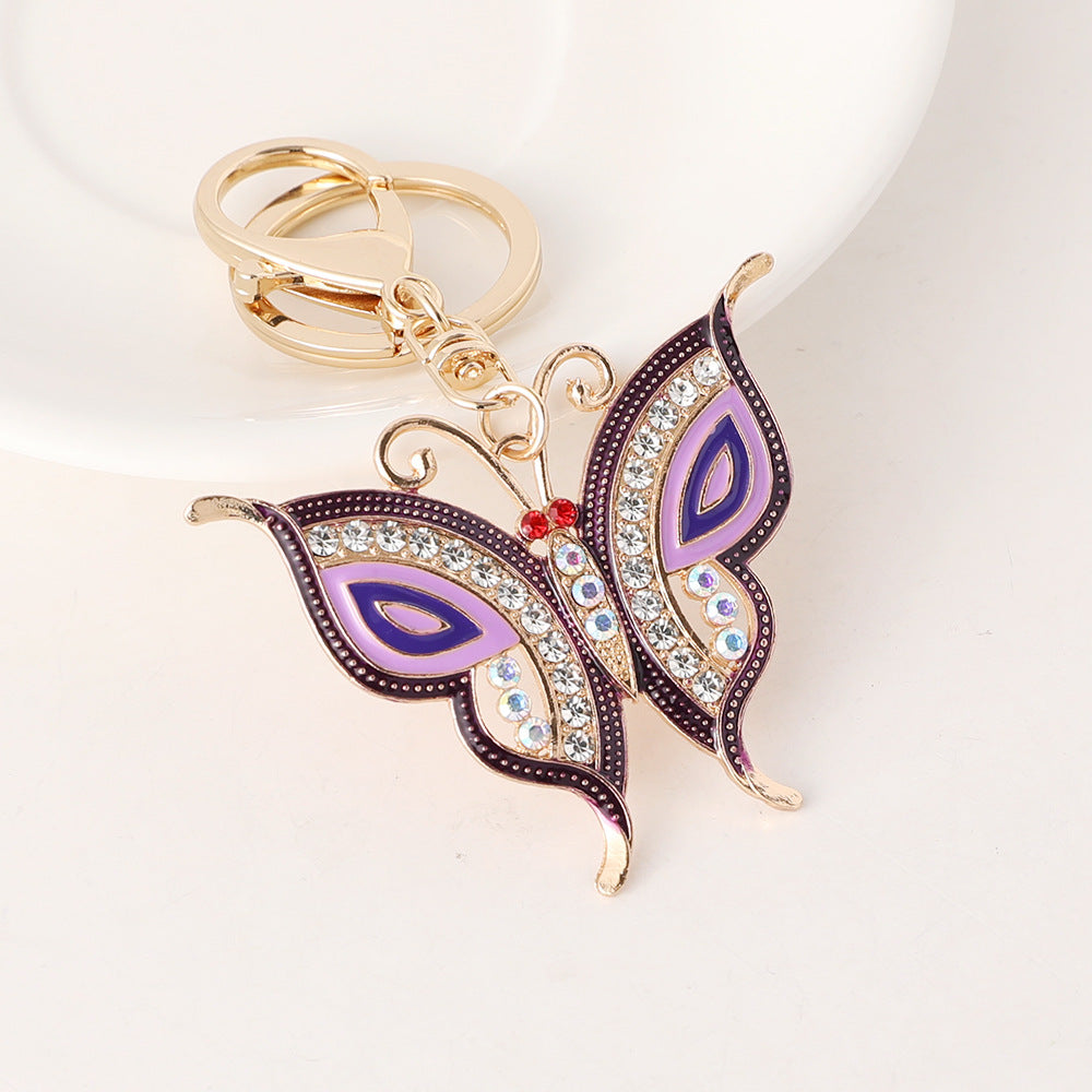 Filigree Butterfly Keychain Bag Charm - Purple