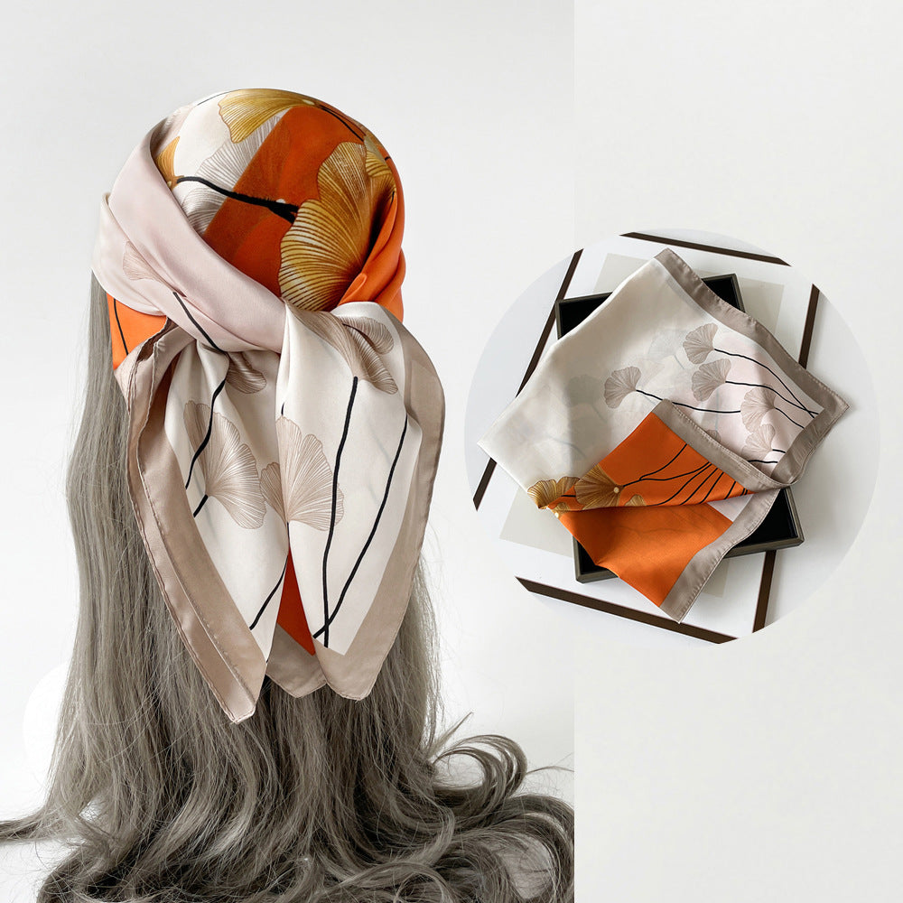Floral Satin Square Head Scarf - NO24